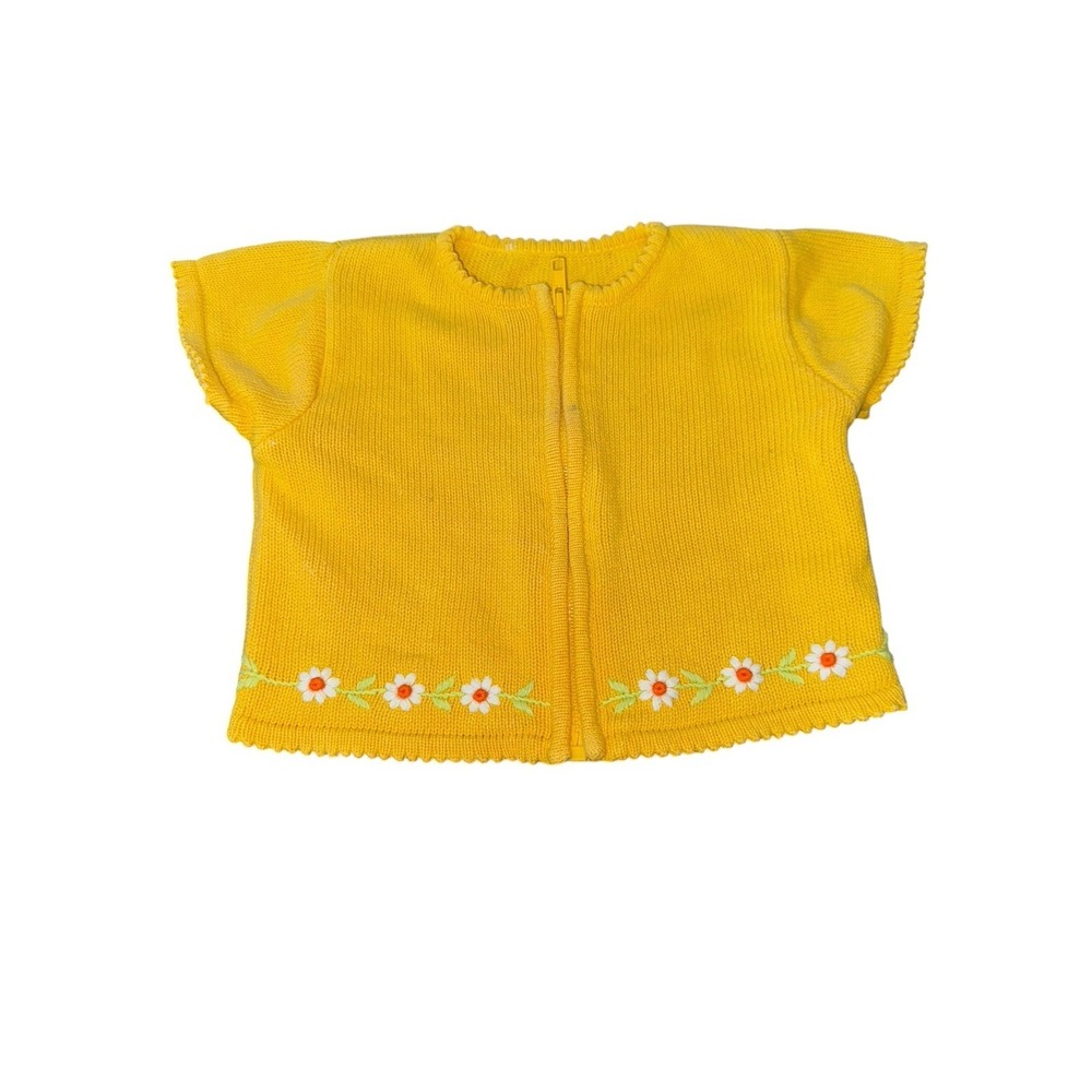 VTG Gymboree Kids Yellow Daisy Knit‎ Zip Cardigan Sweater Embroidered READ